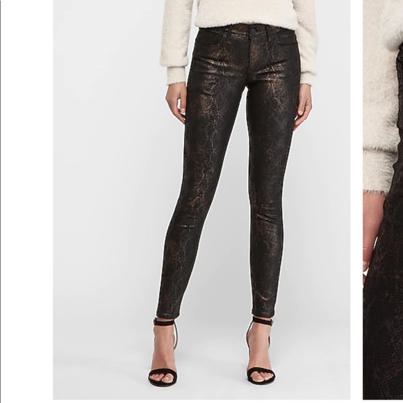 Express Mid Rise Snakeskin Print Ankle Jean - Picture 1 of 8